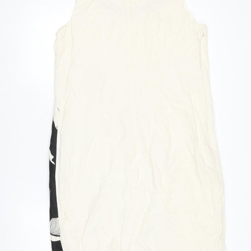 Marks and Spencer Women Ivory Floral Silk Linen Shift Dress UK 16