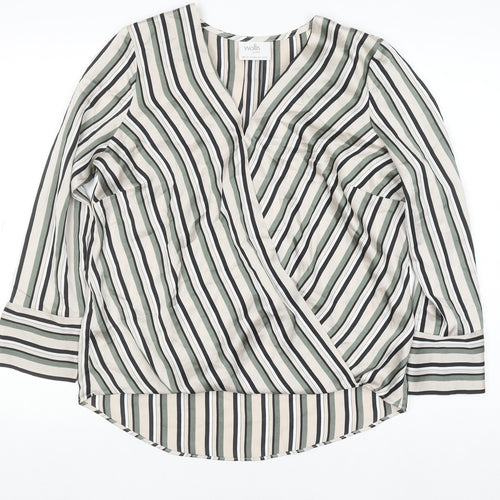 Wallis Petite Women's Multicoloured Striped Wrap Blouse UK 12