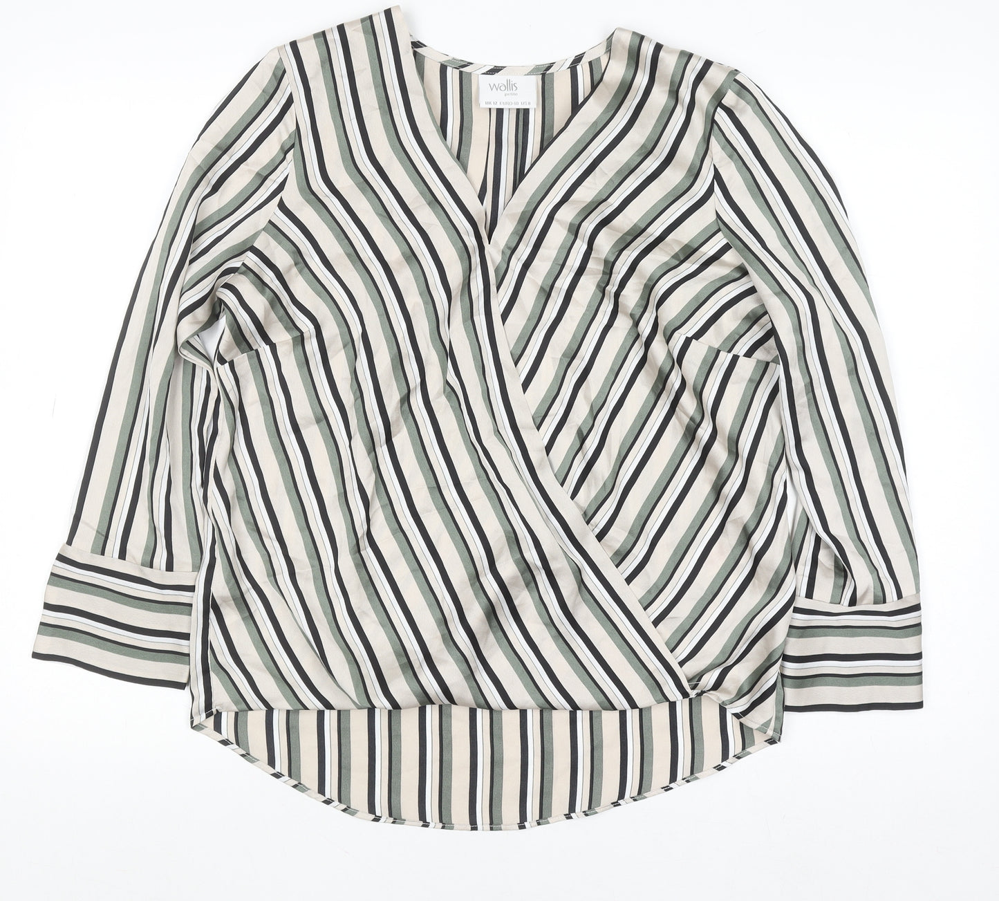 Wallis Petite Women's Multicoloured Striped Wrap Blouse UK 12