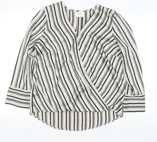 Wallis Petite Women's Multicoloured Striped Wrap Blouse UK 12