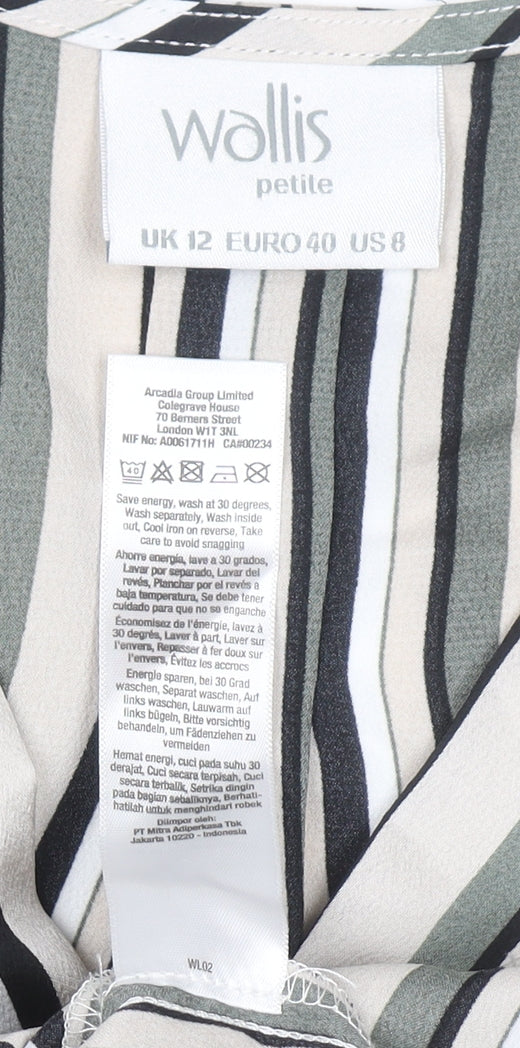 Wallis Petite Women's Multicoloured Striped Wrap Blouse UK 12