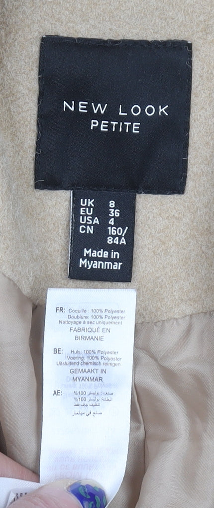 New Look Petite Women's Beige Mid-Length Overcoat Size 8