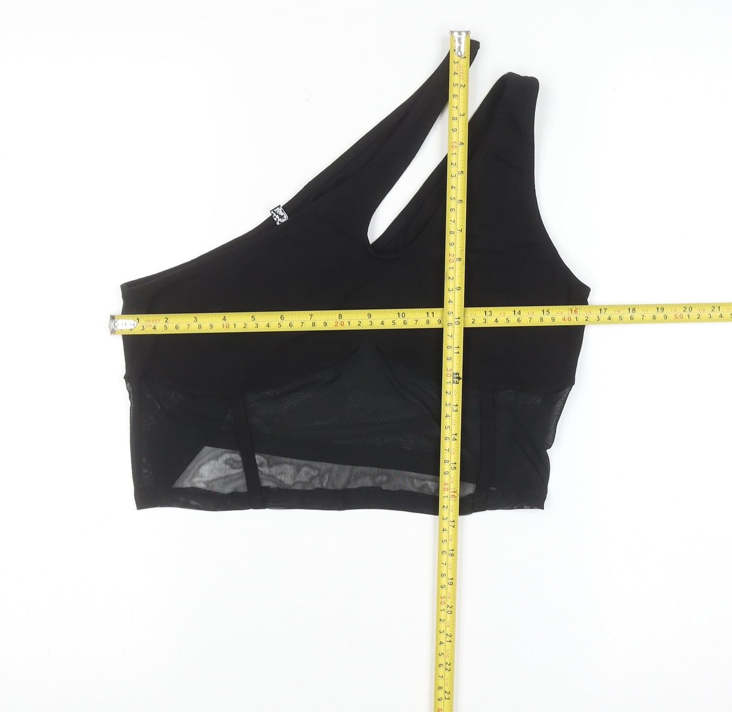 ASOS Women Black One Shoulder Mesh Camisole Top Size 16