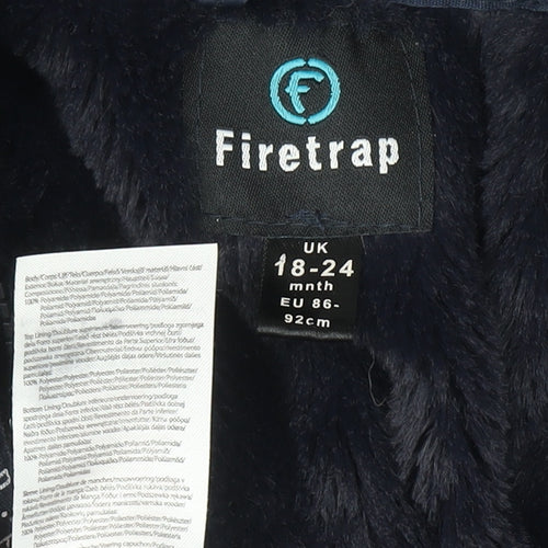 Firetrap Unisex Baby Blue Hooded Puffer Jacket 18-24 Months Winter Coat