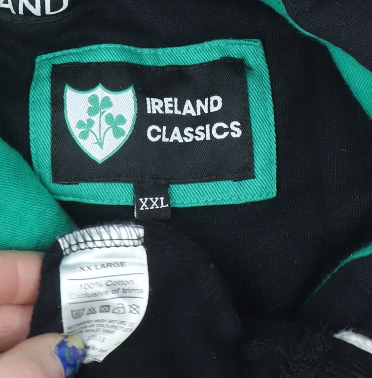 Ireland Classics Men's Black 2XL Pullover Hoodie with Shamrock Logo