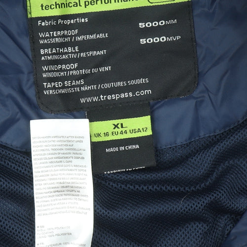Trespass Womens Blue XL Waterproof Hooded Rain Coat Jacket