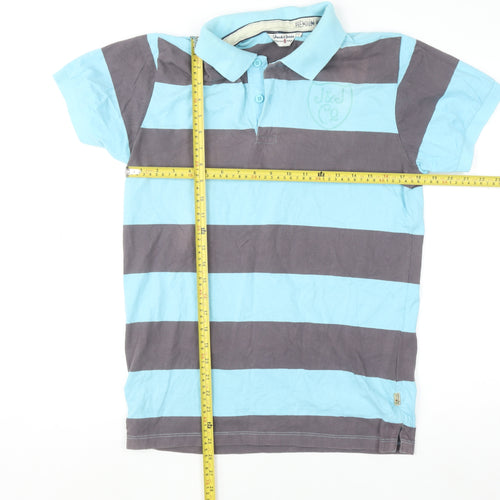 Jack & Jones Men’s Blue Striped Polo Shirt Size L Cotton Casual Top