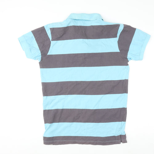Jack & Jones Men’s Blue Striped Polo Shirt Size L Cotton Casual Top
