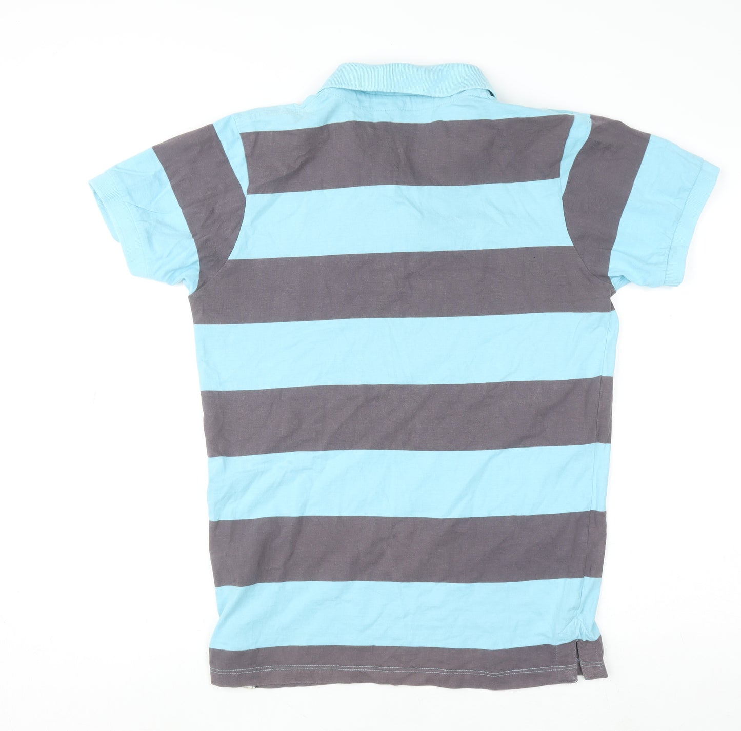 Jack & Jones Men’s Blue Striped Polo Shirt Size L Cotton Casual Top