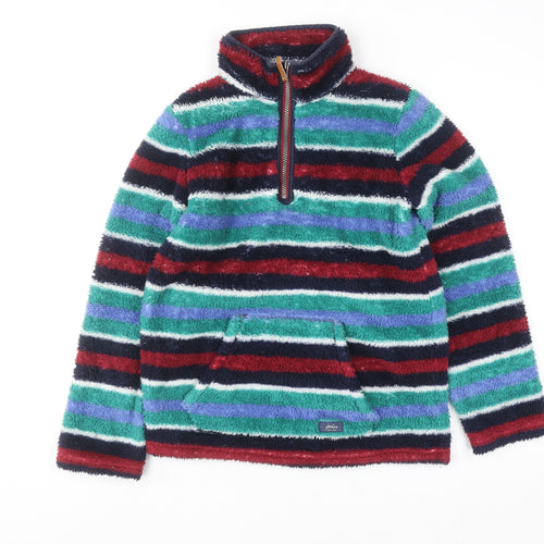 Joules Girls Multicoloured Striped Fleece Sweatshirt 11-12 Years 1/2 Zip