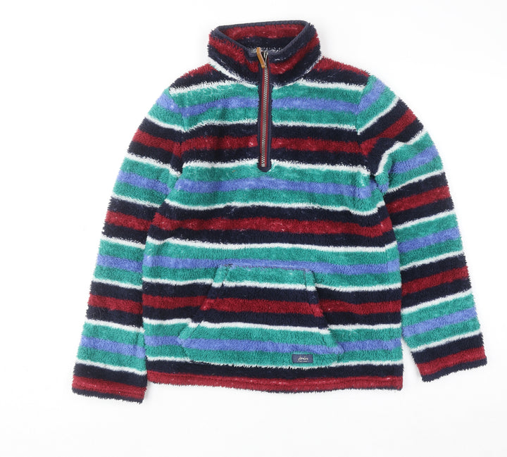 Joules Girls Multicoloured Striped Fleece Sweatshirt 11-12 Years 1/2 Zip