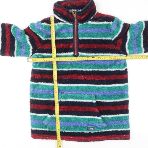 Joules Girls Multicoloured Striped Fleece Sweatshirt 11-12 Years 1/2 Zip