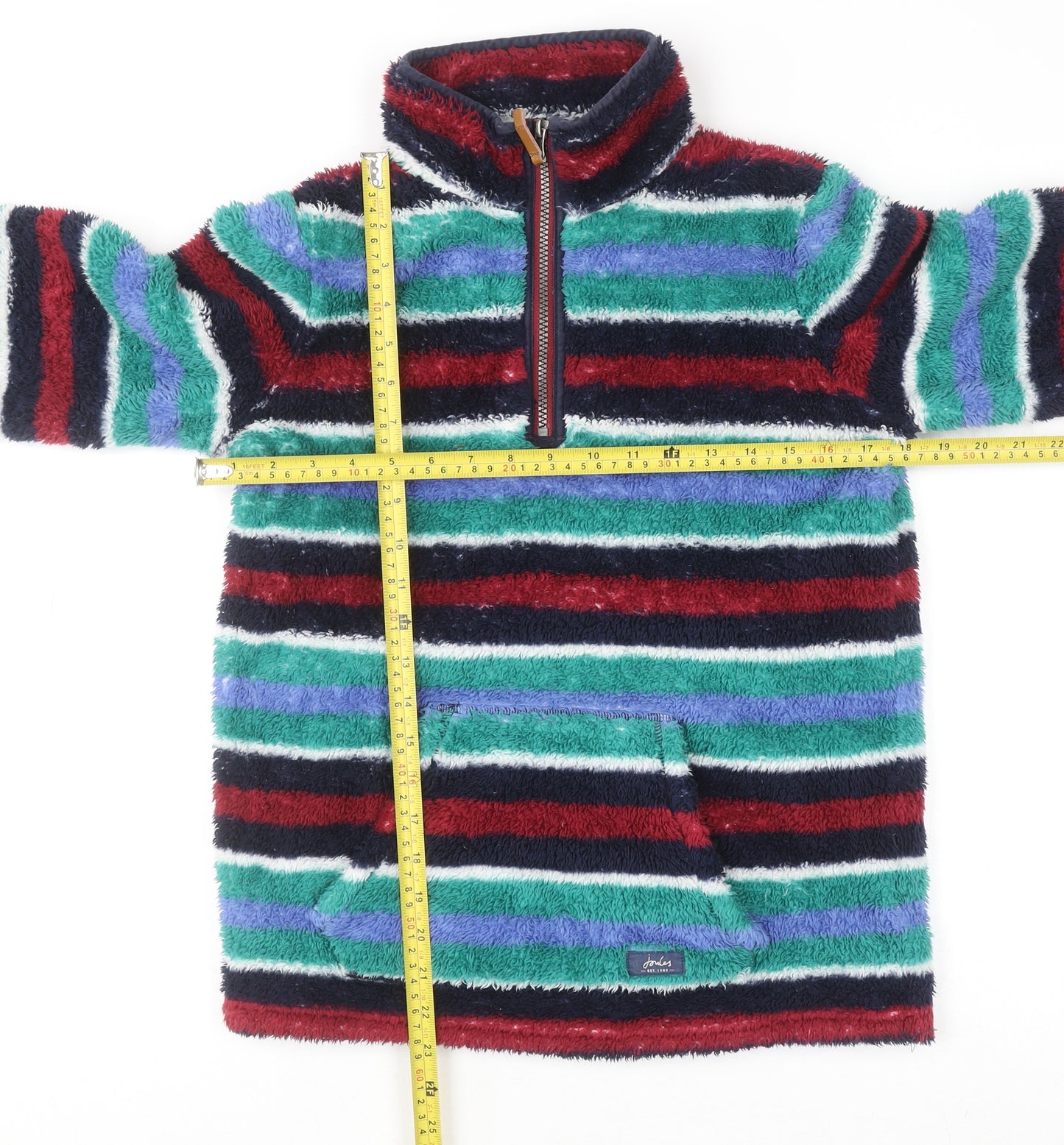 Joules Girls Multicoloured Striped Fleece Sweatshirt 11-12 Years 1/2 Zip