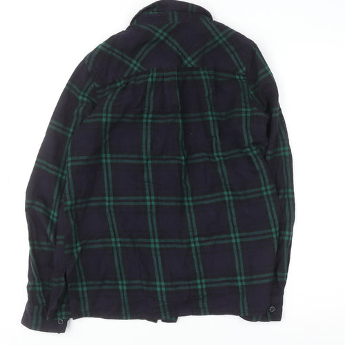 New Look Women's Green Check Flannel Button-Up Shirt Size 8