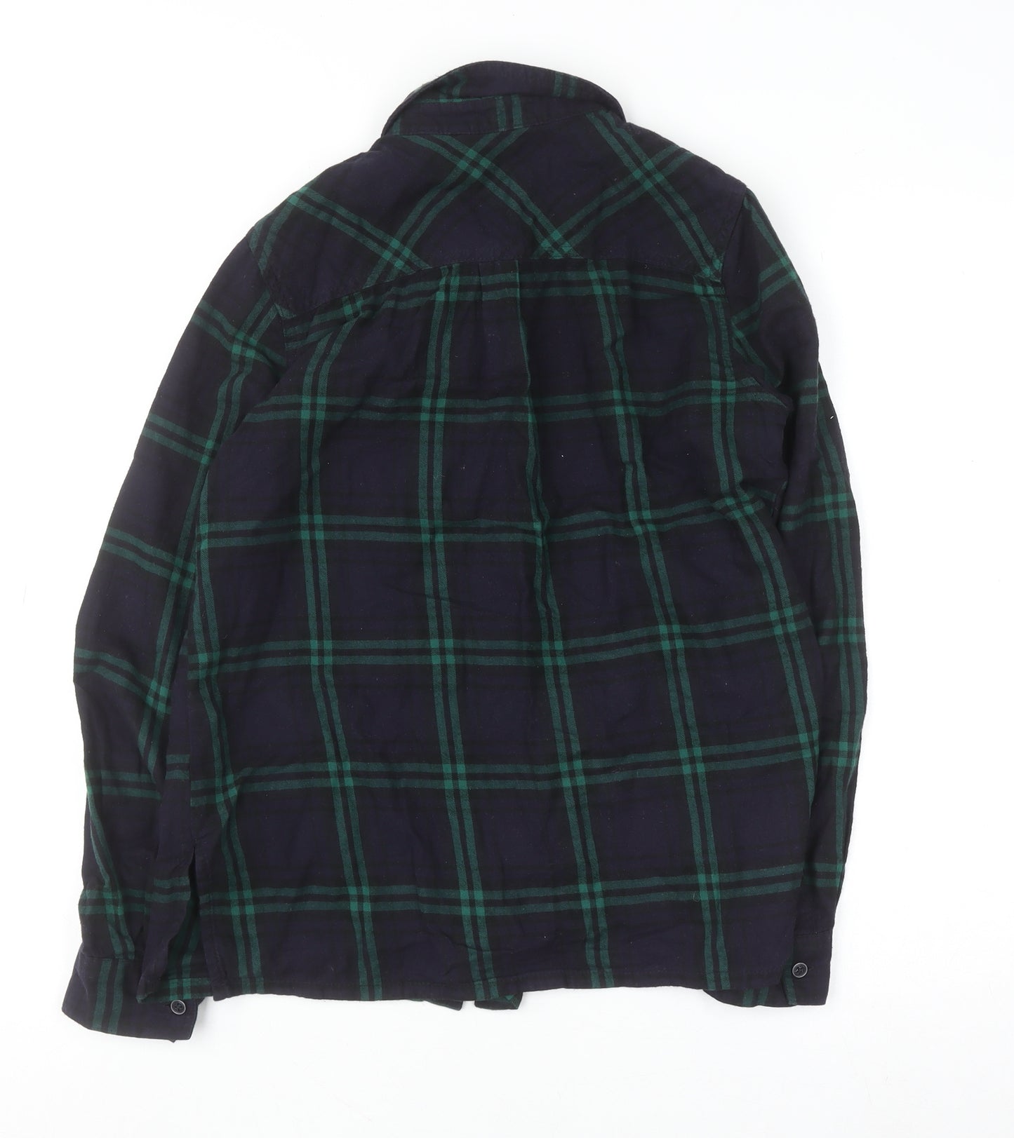 New Look Women's Green Check Flannel Button-Up Shirt Size 8