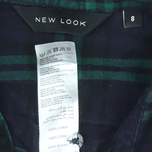 New Look Women's Green Check Flannel Button-Up Shirt Size 8