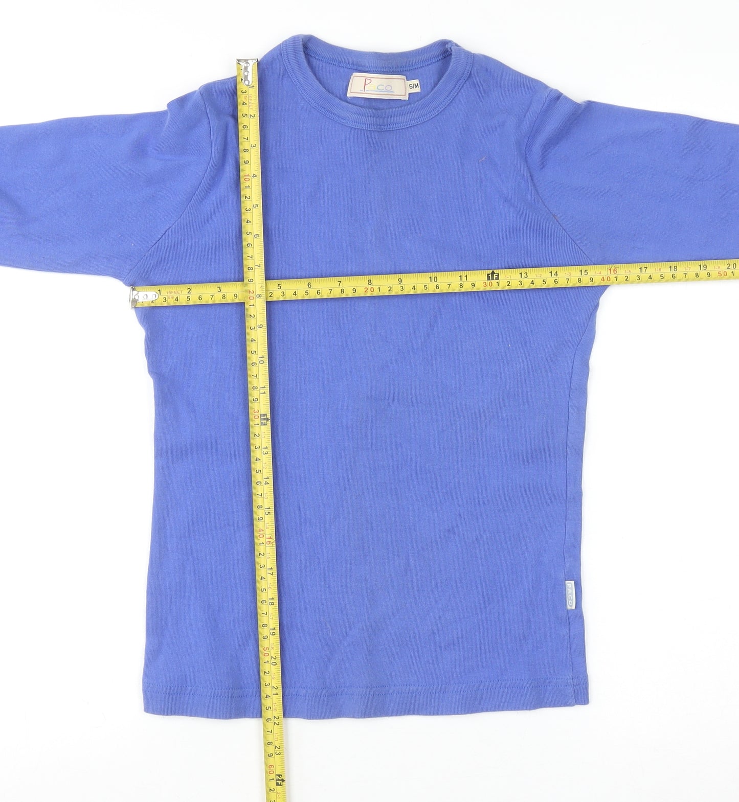 Paco Women's Blue Crew Neck Cotton Long Sleeve Pullover Jumper S