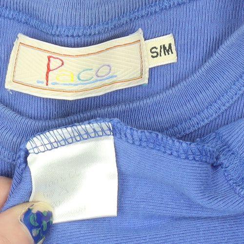 Paco Women's Blue Crew Neck Cotton Long Sleeve Pullover Jumper S