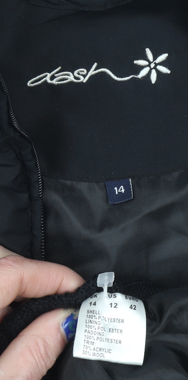Dash Women's Black Size 14 Quilted Zip Waistcoat Bodywarmer
