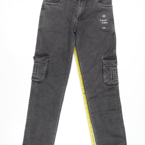 Stylebeee Boys Black Straight Fit Cargo Jeans 10 Years Cotton Denim
