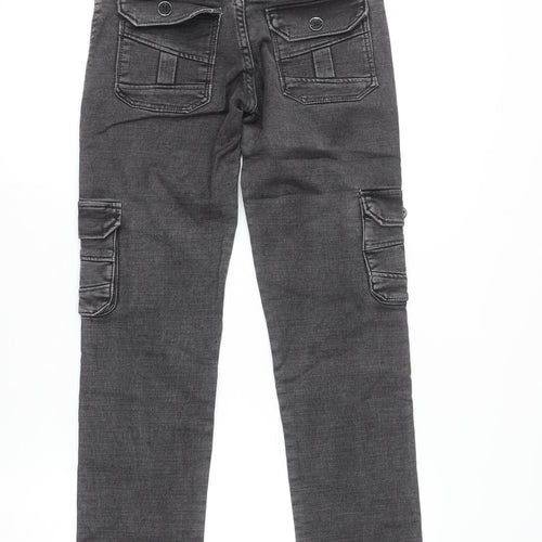 Stylebeee Boys Black Straight Fit Cargo Jeans 10 Years Cotton Denim