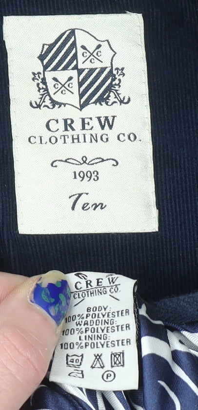 Crew Clothing Co. Women’s Blue Quilted Mid-Length Jacket Size 10