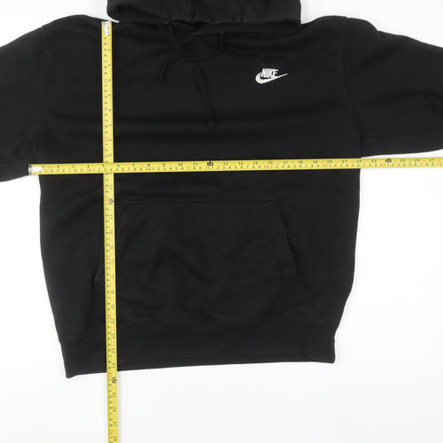 Nike Men’s Black Pullover Hoodie Large Fleece Lined Logo Sweatshirt