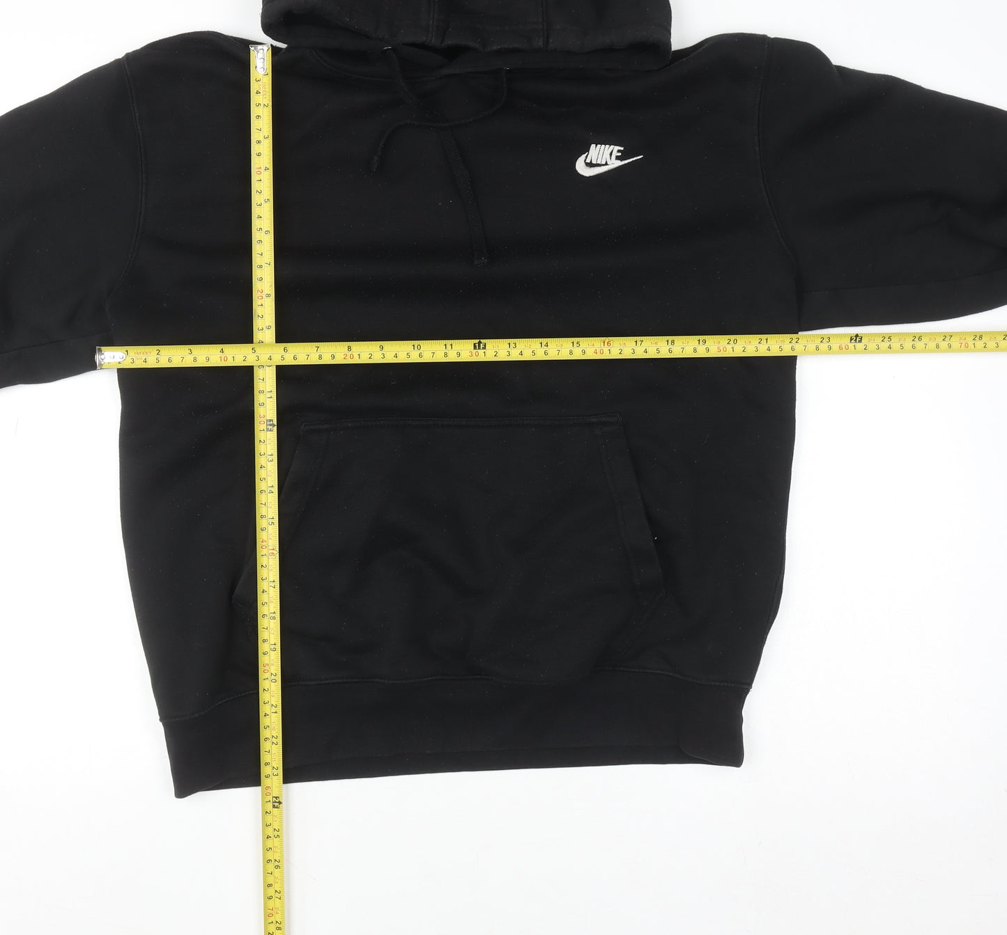 Nike Men’s Black Pullover Hoodie Large Fleece Lined Logo Sweatshirt