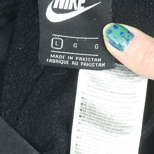 Nike Men’s Black Pullover Hoodie Large Fleece Lined Logo Sweatshirt