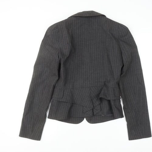 Warehouse Women Grey Pinstripe Blazer UK 10 Single-Breasted Jacket