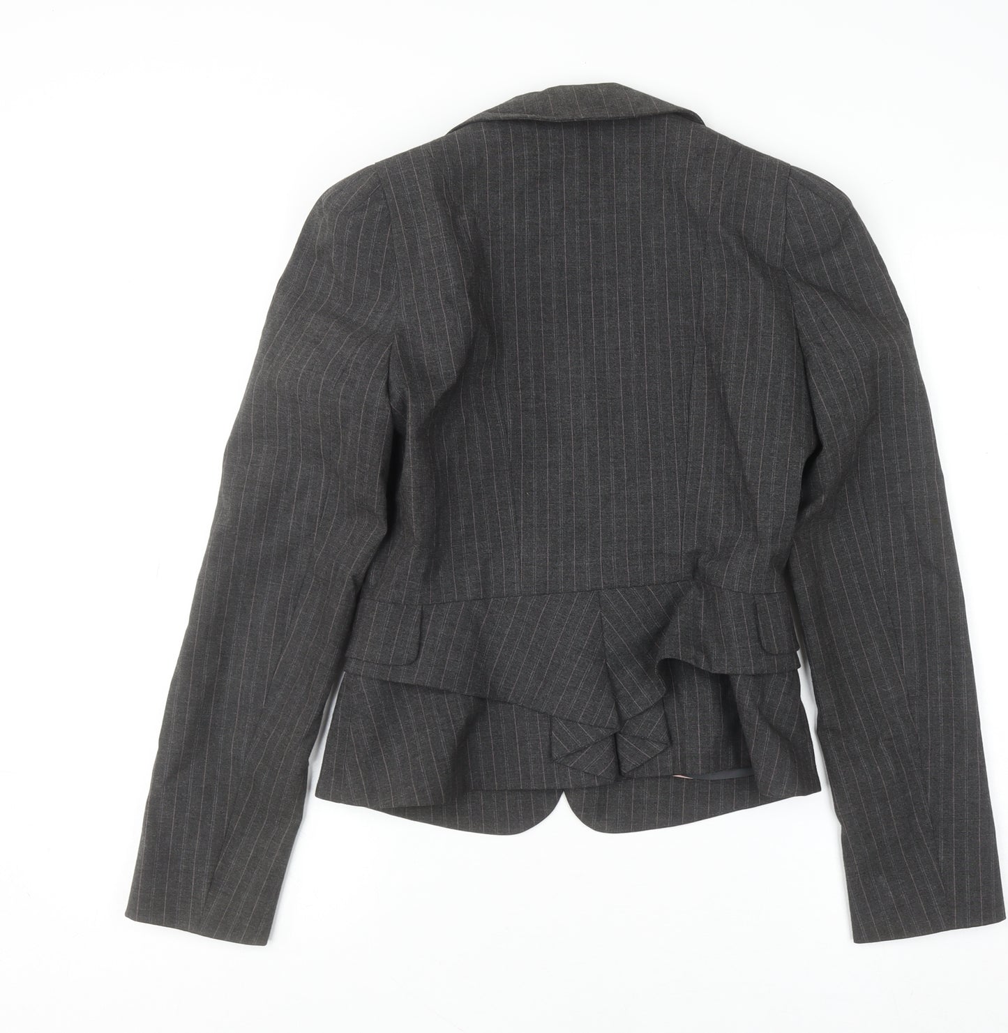 Warehouse Women Grey Pinstripe Blazer UK 10 Single-Breasted Jacket