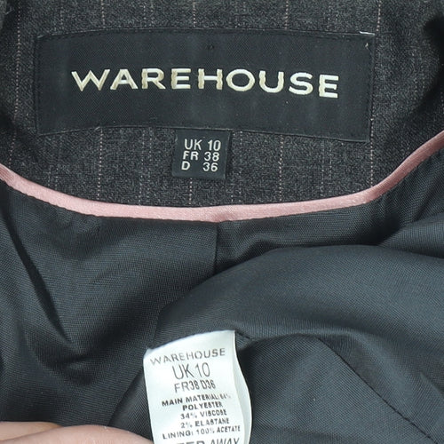 Warehouse Women Grey Pinstripe Blazer UK 10 Single-Breasted Jacket