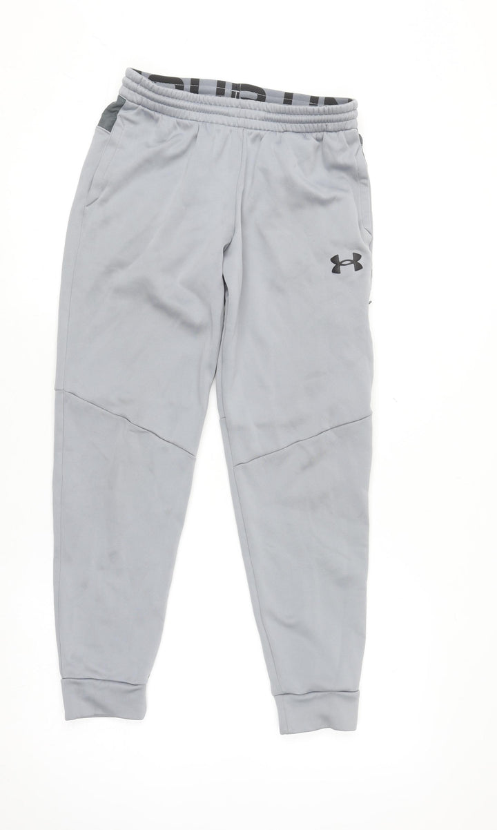 Under Armour Boys Grey XL Jogger Sweatpants Activewear with Zip Pocket
