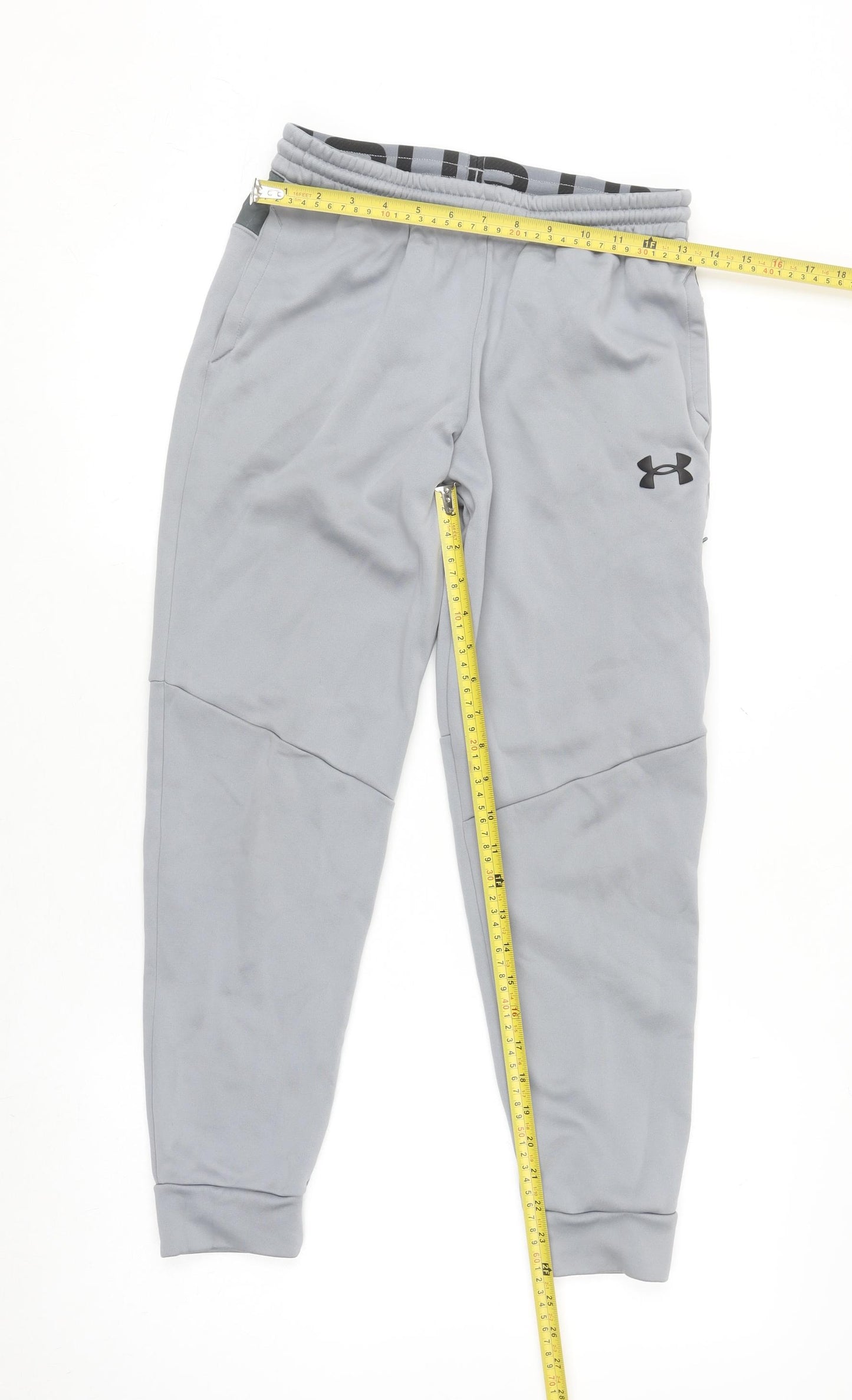 Under Armour Boys Grey XL Jogger Sweatpants Activewear with Zip Pocket
