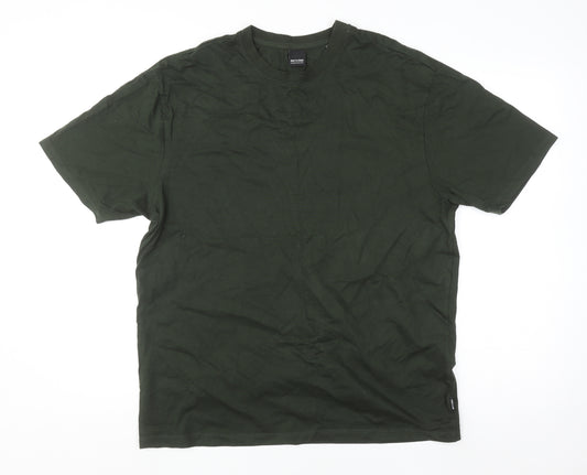 ONLY & SONS Men's Green Cotton Relaxed Fit Short Sleeve T-Shirt Size L