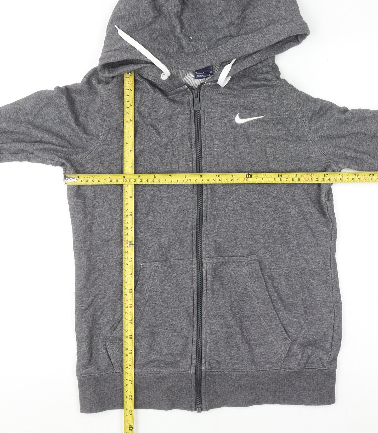 Nike Mens Grey Full Zip Hoodie Size M Long Sleeve Cotton Blend