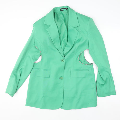 PrettyLittleThing Women’s Green Blazer Size 8 Lined Single-Breasted Jacket