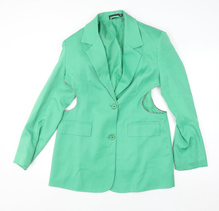 PrettyLittleThing Women’s Green Blazer Size 8 Lined Single-Breasted Jacket