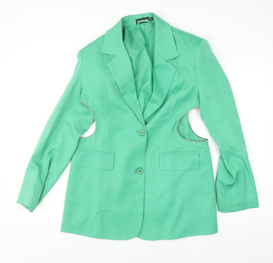 PrettyLittleThing Women’s Green Blazer Size 8 Lined Single-Breasted Jacket