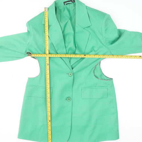 PrettyLittleThing Women’s Green Blazer Size 8 Lined Single-Breasted Jacket