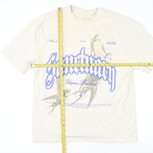River Island Men's Beige Graphic Print Sanctuary T-Shirt Size S