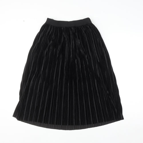 Pieces Women’s Black XS Pleated Velvet Midi Skirt