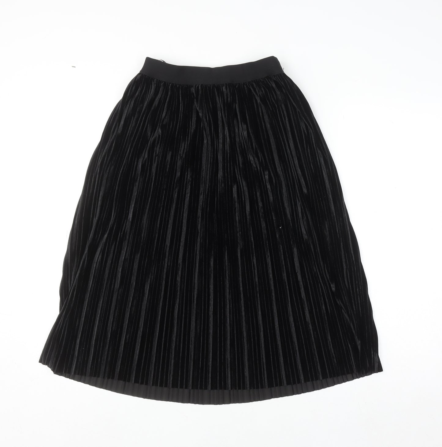 Pieces Women’s Black XS Pleated Velvet Midi Skirt