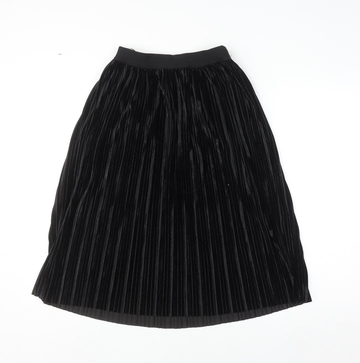 Pieces Women’s Black XS Pleated Velvet Midi Skirt
