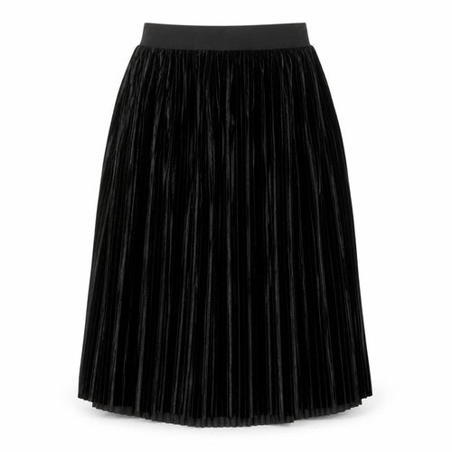Pieces Women’s Black XS Pleated Velvet Midi Skirt