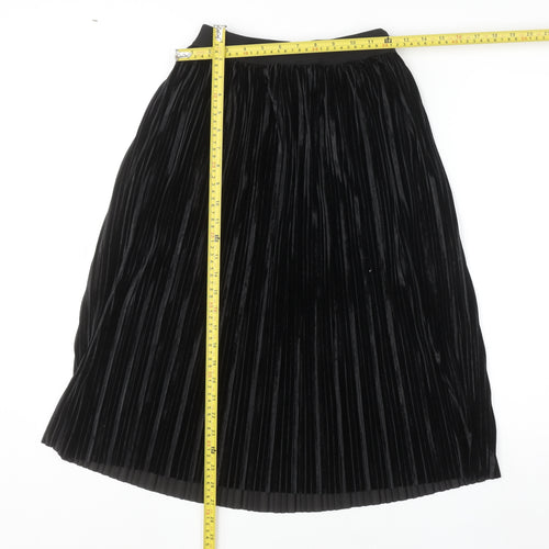Pieces Women’s Black XS Pleated Velvet Midi Skirt