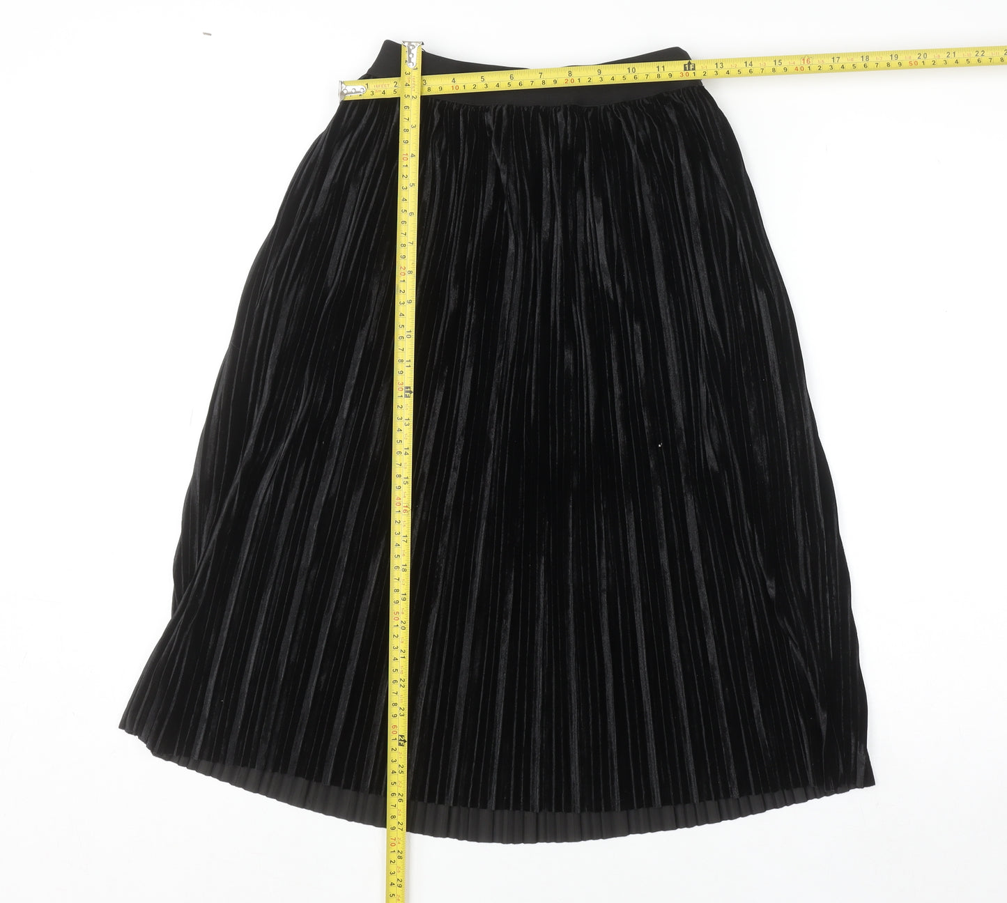 Pieces Women’s Black XS Pleated Velvet Midi Skirt