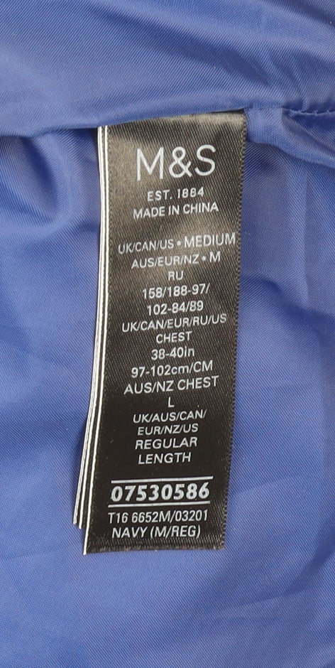 Marks and Spencer Men’s Blue Puffer Jacket M Regular Fit Winter Coat