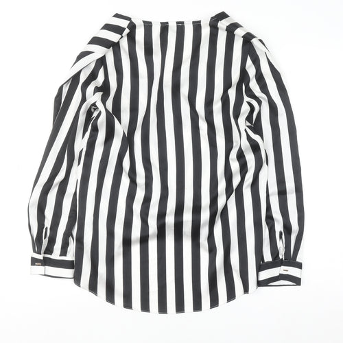 River Island Womens Black and White Stripe Wrap Blouse Size 10