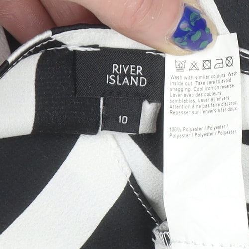 River Island Womens Black and White Stripe Wrap Blouse Size 10